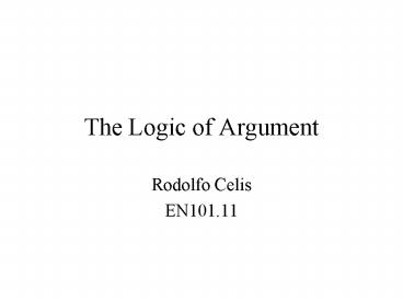The Logic of Argument