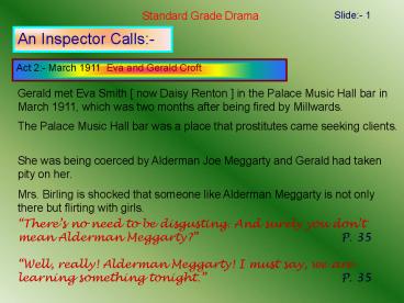 Act 2: March 1911 Eva and Gerald Croft