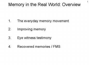 Memory in the Real World 1