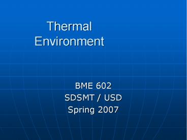 Thermal Environment