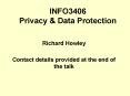 INFO3406 Privacy PowerPoint PPT Presentation
