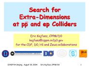 Search for ExtraDimensions at pp and ep Colliders