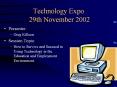 Technology Expo 29th November 2002 PowerPoint PPT Presentation