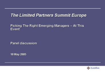 The Limited Partners Summit Europe