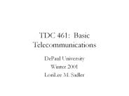 TDC 461: Basic Telecommunications