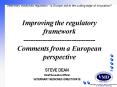 Improving the regulatory framework Comments from a European perspective PowerPoint PPT Presentation