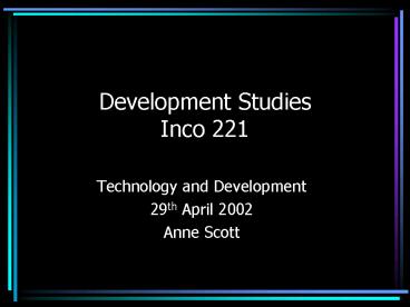 Development Studies Inco 221