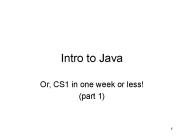 Intro to Java
