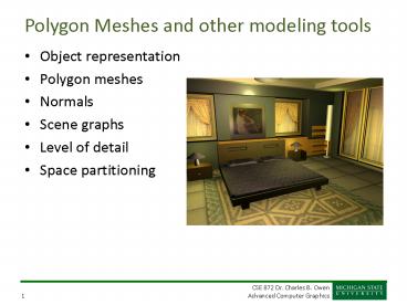 Polygon Meshes and other modeling tools