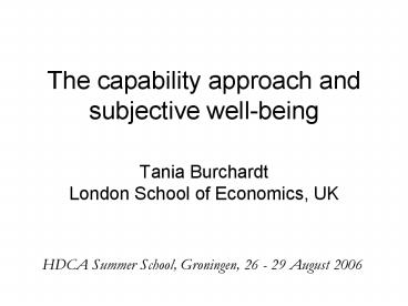The capability approach and subjective wellbeing