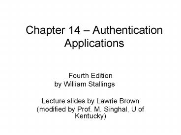 Chapter 14 Authentication Applications
