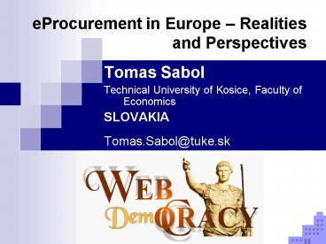 eProcurement in Europe Realities and Perspectives