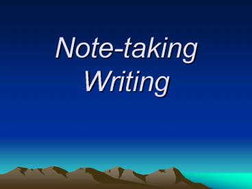Notetaking Writing