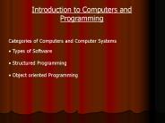 Categories of Computers and Computer Systems