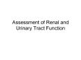Assessment of Renal and Urinary Tract Function PowerPoint PPT Presentation