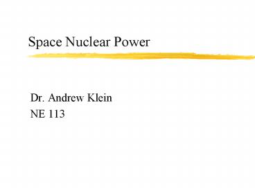 Space Nuclear Power