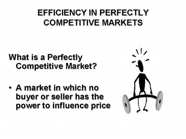 EFFICIENCY IN PERFECTLY COMPETITIVE MARKETS
