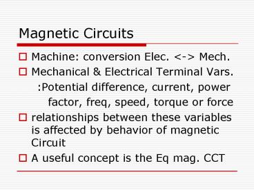 Magnetic Circuits