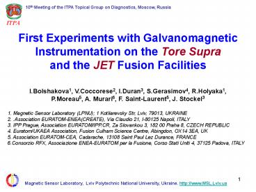 10th Meeting of the ITPA Topical Group on Diagnostics, Moscow, Russia