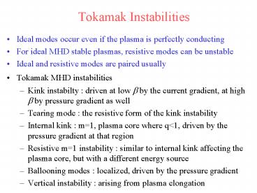 Tokamak Instabilities