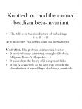 Knotted tori and the normal bordism beta-invariant PowerPoint PPT Presentation