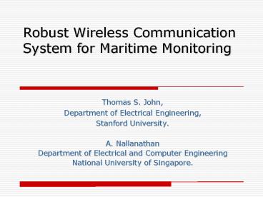 Robust Wireless Communication System for Maritime Monitoring