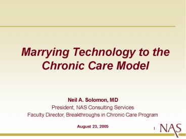 Marrying Technology to the Chronic Care Model