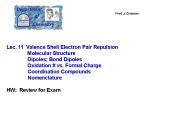 Lec. 11 Valence Shell Electron Pair Repulsion