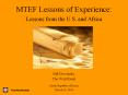 MTEF Lessons of Experience: PowerPoint PPT Presentation