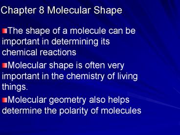 Chapter 8 Molecular Shape