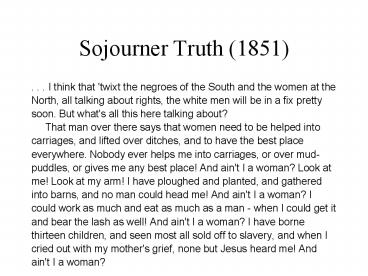 Sojourner Truth 1851