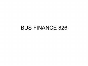 BUS FINANCE 826