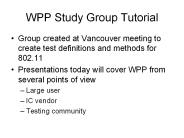 WPP Study Group Tutorial