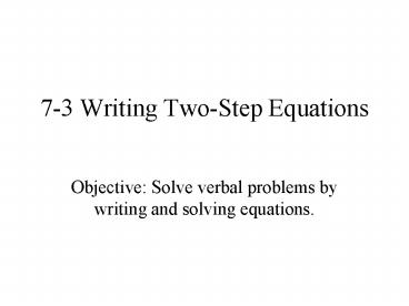 73 Writing TwoStep Equations