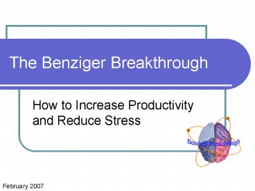 The Benziger Breakthrough