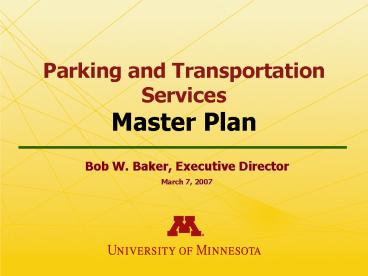 Parking and Transportation Services Master Plan