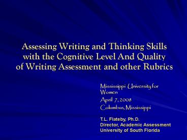 Assessing Writing and Thinking Skills