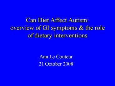 Can Diet Affect Autism: overview of GI symptoms