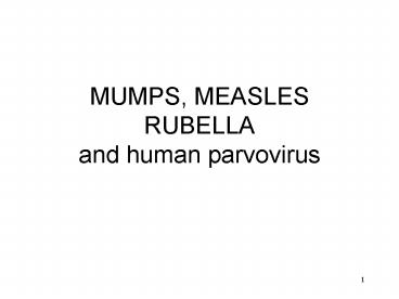 MUMPS, MEASLES RUBELLA and human parvovirus