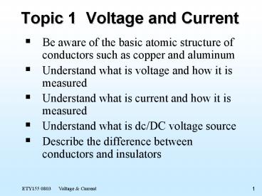 Current And Voltage Part 1 Ppt Download
