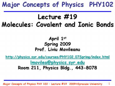 Major Concepts of Physics PHY102
