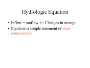 Hydrologic Equation