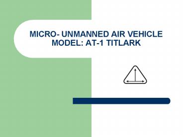 MICRO UNMANNED AIR VEHICLE MODEL: 1 TITLARK