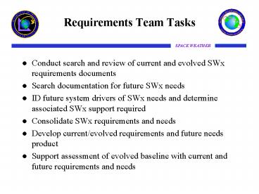 Requirements Team Tasks