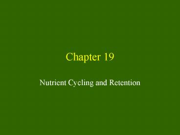 Nutrient Cycling and Retention