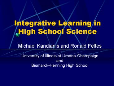 Integrative Learning in High School Science