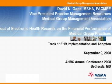 Track 1: EHR Implementation and Adoption