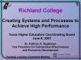 Creating Systems and Processes to Achieve High Performance, Kay Eggleston PowerPoint PPT Presentation