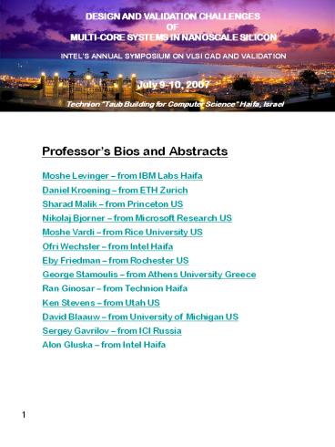 Moshe Levinger from IBM Labs Haifa