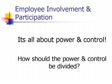 Employee Involvement